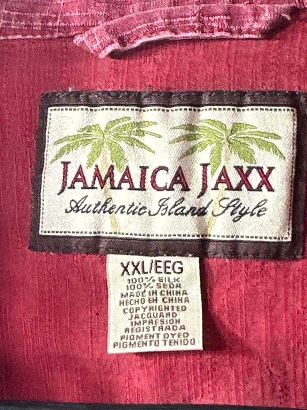 Jamaica Jaxx Authentic Island Style Red 100% Silk Shirt - Picture 6 of 8